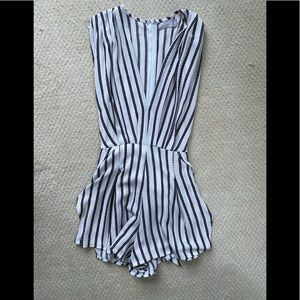 White/Black V-Neck Romper